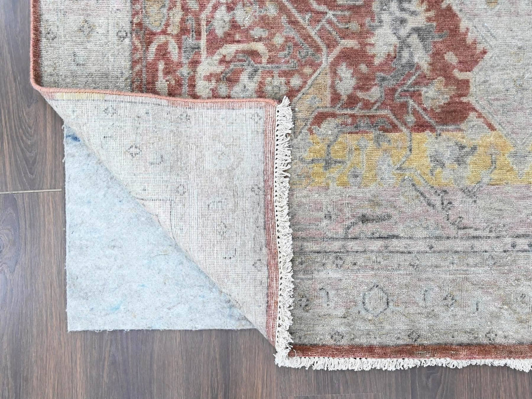 6'0" x 9'1" New Hand Knotted Ivory Wool Rectangle Oriental Rug - MOA10210402