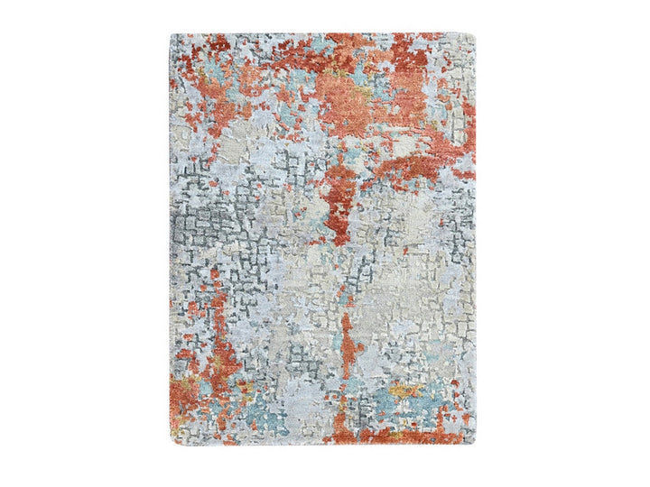 2'0" x 2'9" New Hand Knotted Orange Wool & Silk Rectangle Oriental Rug - MOA10210403