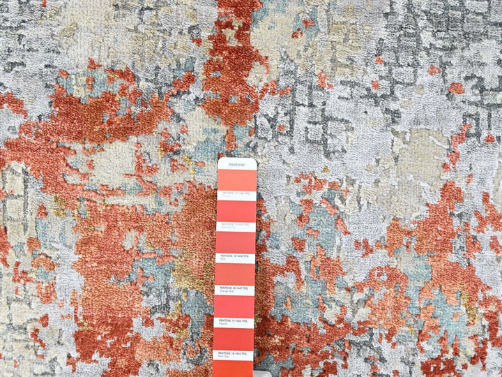 2'0" x 2'9" New Hand Knotted Orange Wool & Silk Rectangle Oriental Rug - MOA10210403