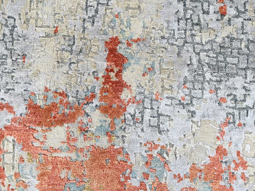 2'0" x 2'9" New Hand Knotted Orange Wool & Silk Rectangle Oriental Rug - MOA10210403