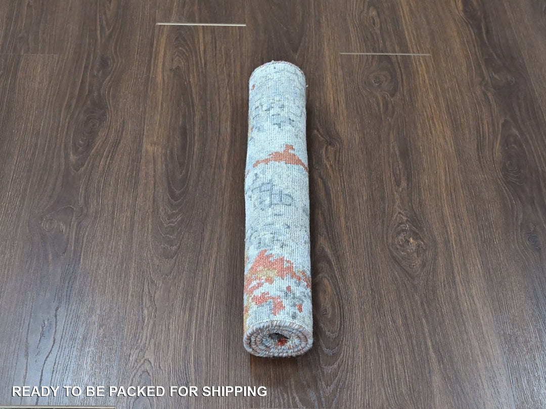 2'0" x 2'9" New Hand Knotted Orange Wool & Silk Rectangle Oriental Rug - MOA10210403