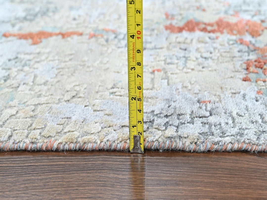 2'0" x 2'9" New Hand Knotted Orange Wool & Silk Rectangle Oriental Rug - MOA10210403