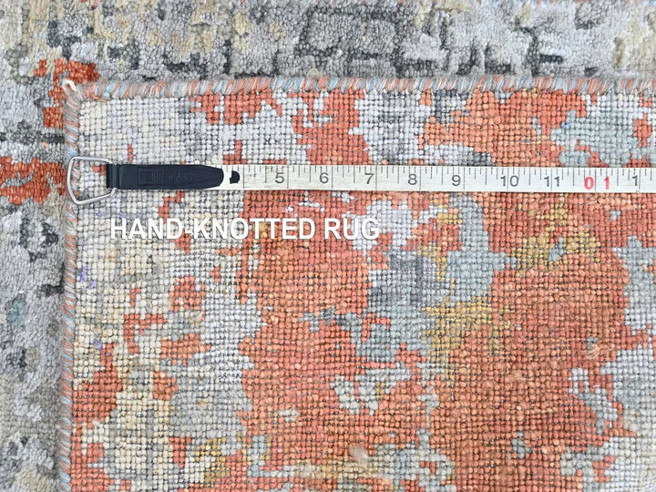 2'0" x 2'9" New Hand Knotted Orange Wool & Silk Rectangle Oriental Rug - MOA10210403