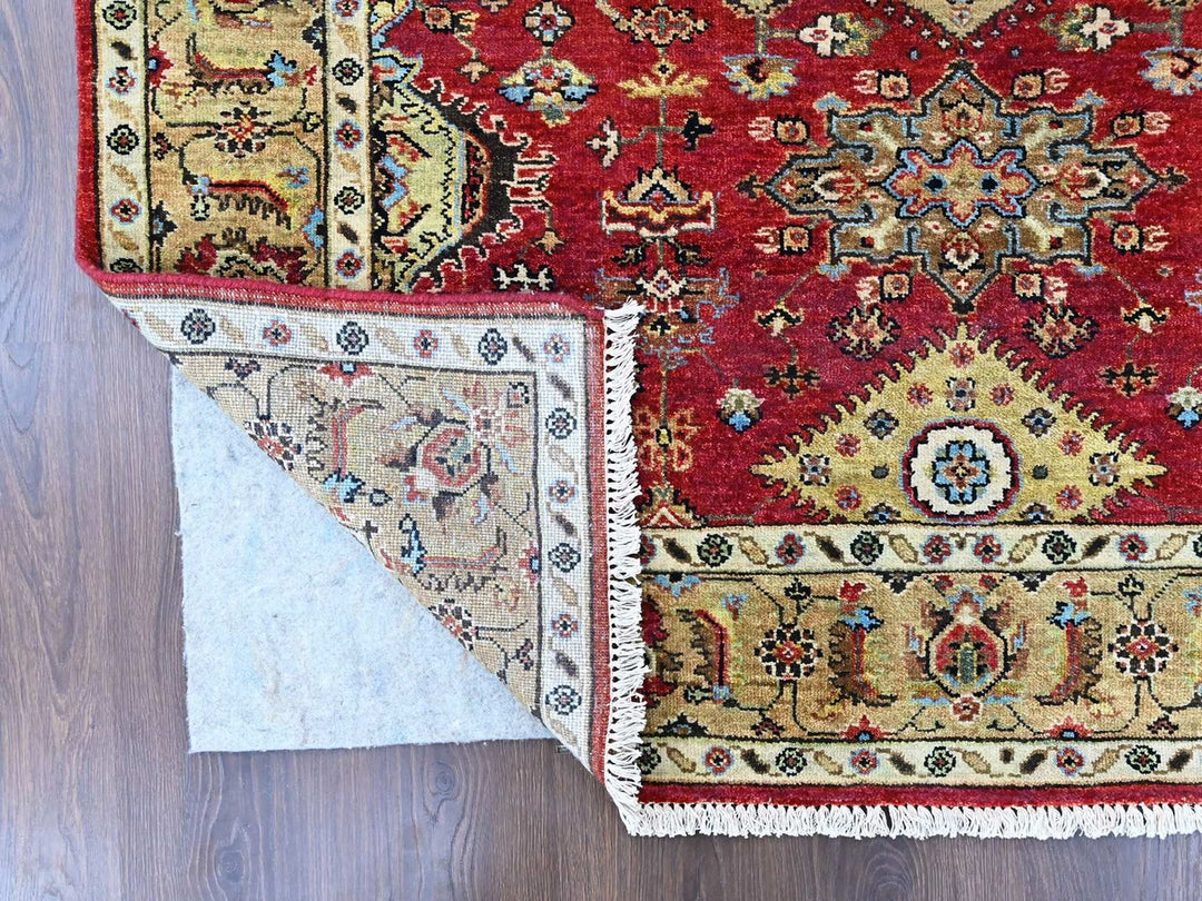 5'1" x 6'10" New Hand Knotted Red Wool Rectangle Oriental Rug - MOA10210405