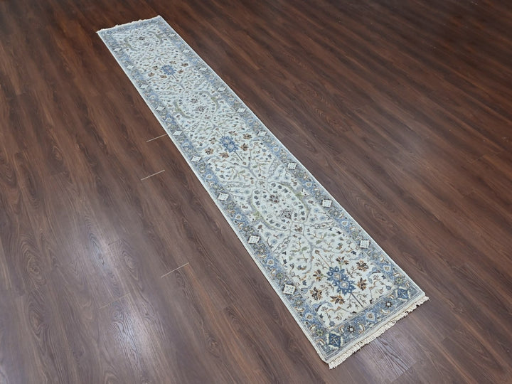 2'7" x 13'9" New Hand Knotted Grey Wool Runner Oriental Rug - MOA10210406