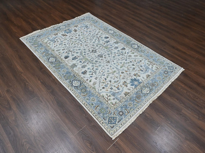 6'0" x 8'10" New Hand Knotted Grey Wool Rectangle Oriental Rug - MOA10210407