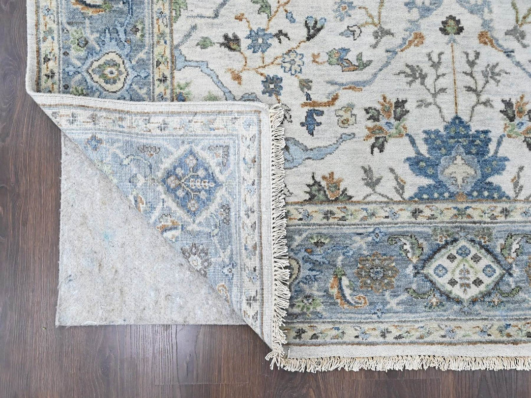 6'0" x 8'10" New Hand Knotted Grey Wool Rectangle Oriental Rug - MOA10210407