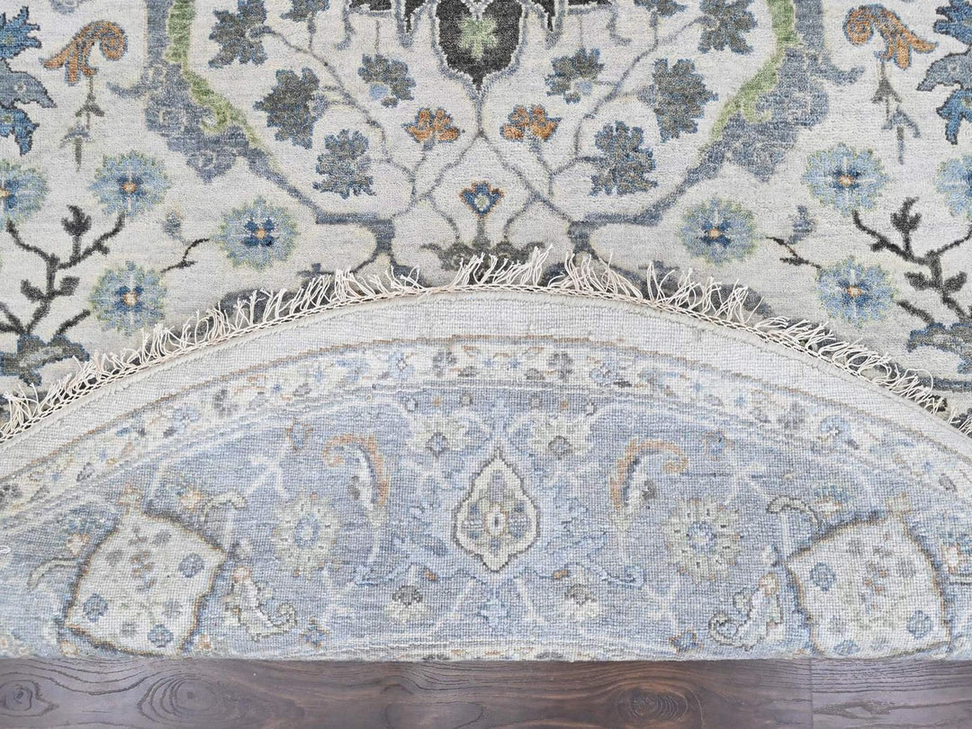 7'10" x 7'10" New Hand Knotted Grey Wool Round Oriental Rug - MOA10210408