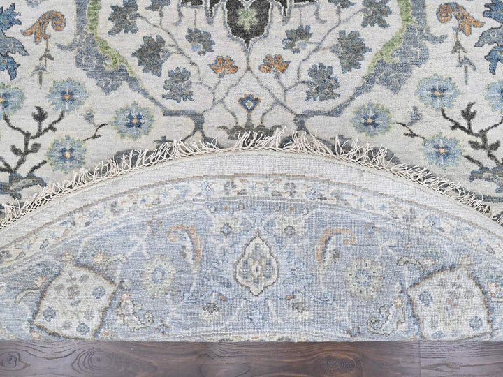 7'10" x 7'10" New Hand Knotted Grey Wool Round Oriental Rug - MOA10210408
