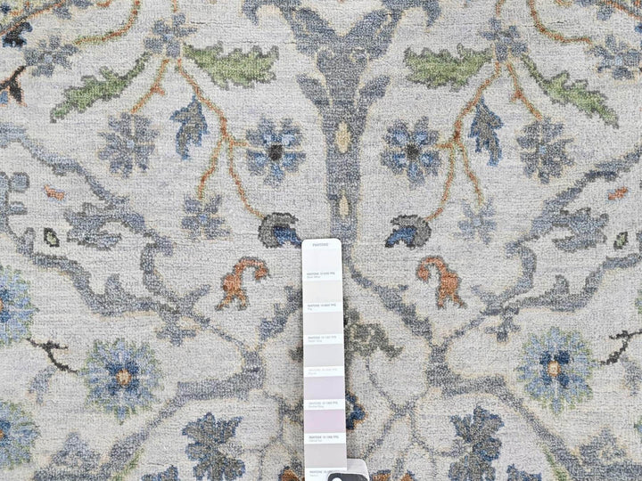 7'10" x 7'10" New Hand Knotted Grey Wool Round Oriental Rug - MOA10210408