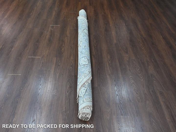 7'10" x 7'10" New Hand Knotted Grey Wool Round Oriental Rug - MOA10210408