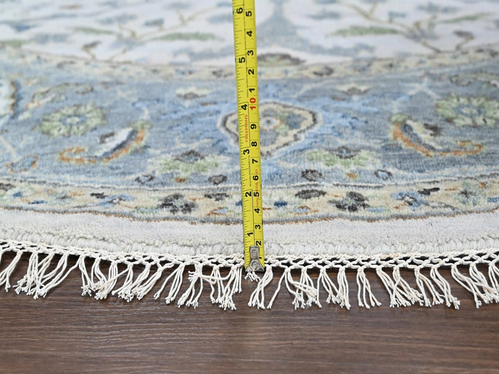 7'10" x 7'10" New Hand Knotted Grey Wool Round Oriental Rug - MOA10210408