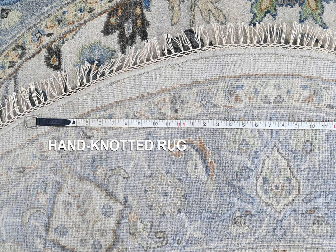 7'10" x 7'10" New Hand Knotted Grey Wool Round Oriental Rug - MOA10210408