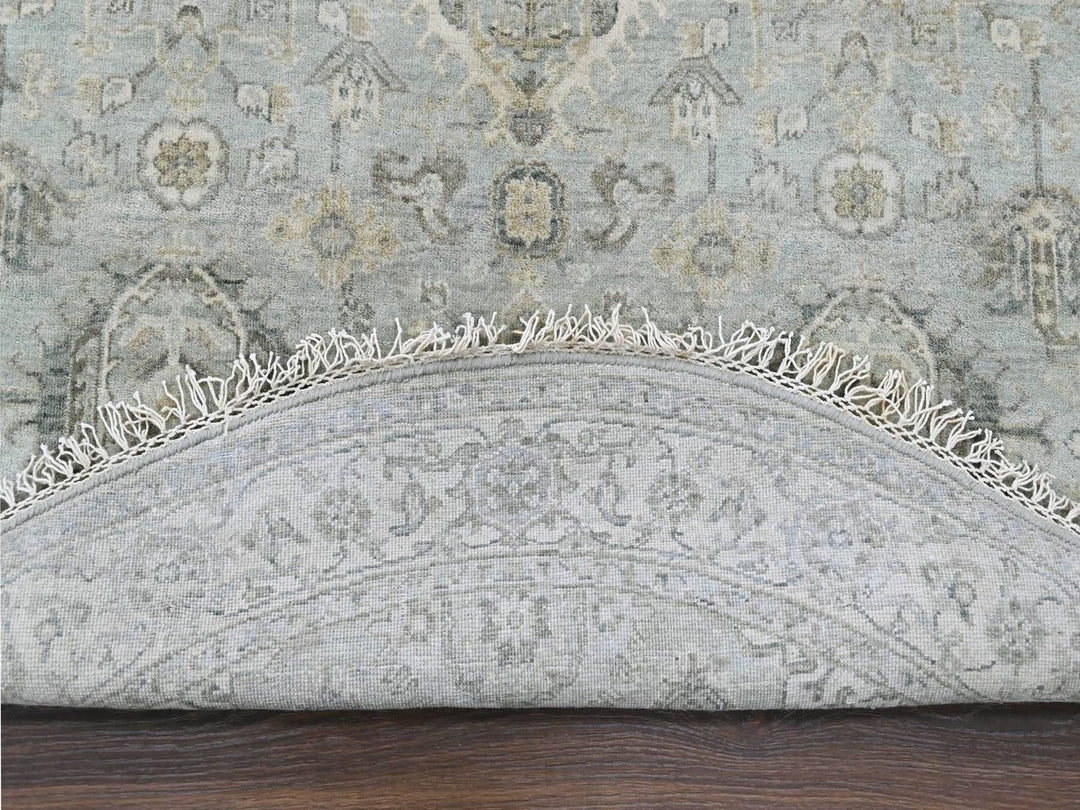 5'9" x 5'10" New Hand Knotted Green Wool Round Oriental Rug - MOA10210409