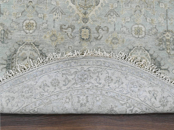 5'9" x 5'10" New Hand Knotted Green Wool Round Oriental Rug - MOA10210409