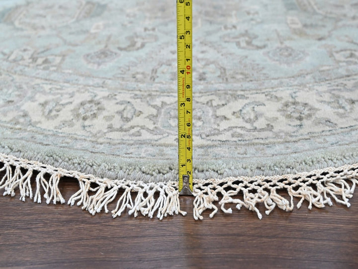 5'9" x 5'10" New Hand Knotted Green Wool Round Oriental Rug - MOA10210409
