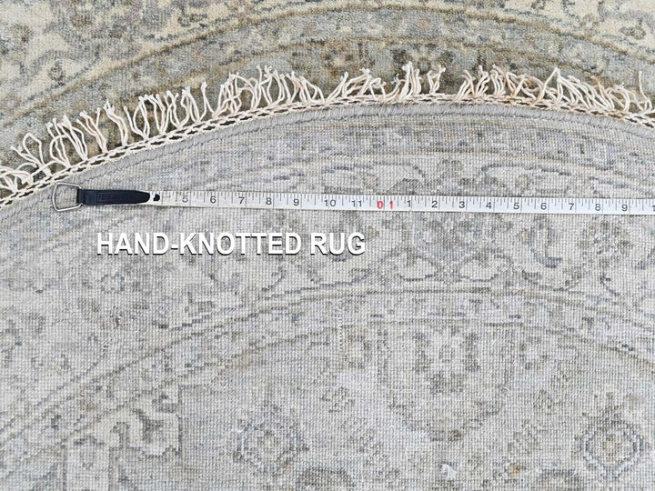 5'9" x 5'10" New Hand Knotted Green Wool Round Oriental Rug - MOA10210409