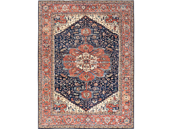 10'1" x 14'0" New Hand Knotted Blue Wool Rectangle Oriental Rug - MOA1021040