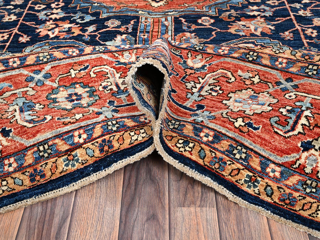 10'1" x 14'0" New Hand Knotted Blue Wool Rectangle Oriental Rug - MOA1021040