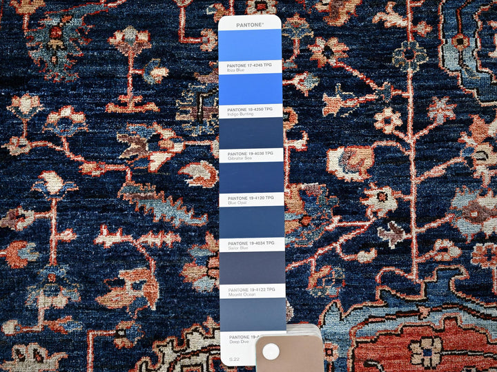 10'1" x 14'0" New Hand Knotted Blue Wool Rectangle Oriental Rug - MOA1021040