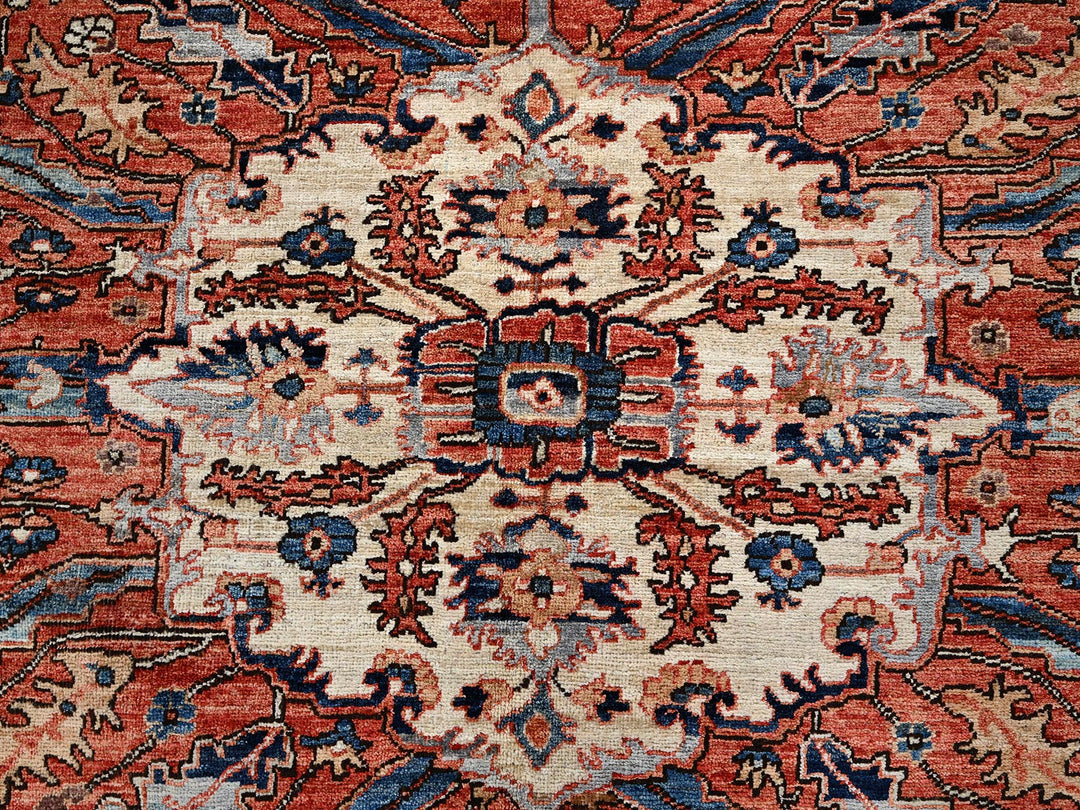 10'1" x 14'0" New Hand Knotted Blue Wool Rectangle Oriental Rug - MOA1021040