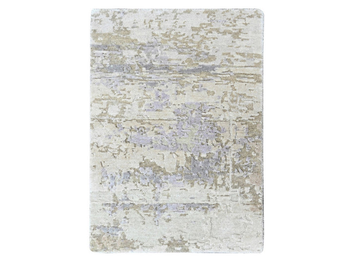 1'11" x 2'9" New Hand Knotted Purple Wool & Silk Rectangle Oriental Rug - MOA10210410