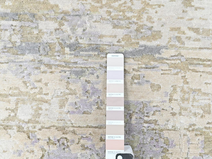 1'11" x 2'9" New Hand Knotted Purple Wool & Silk Rectangle Oriental Rug - MOA10210410