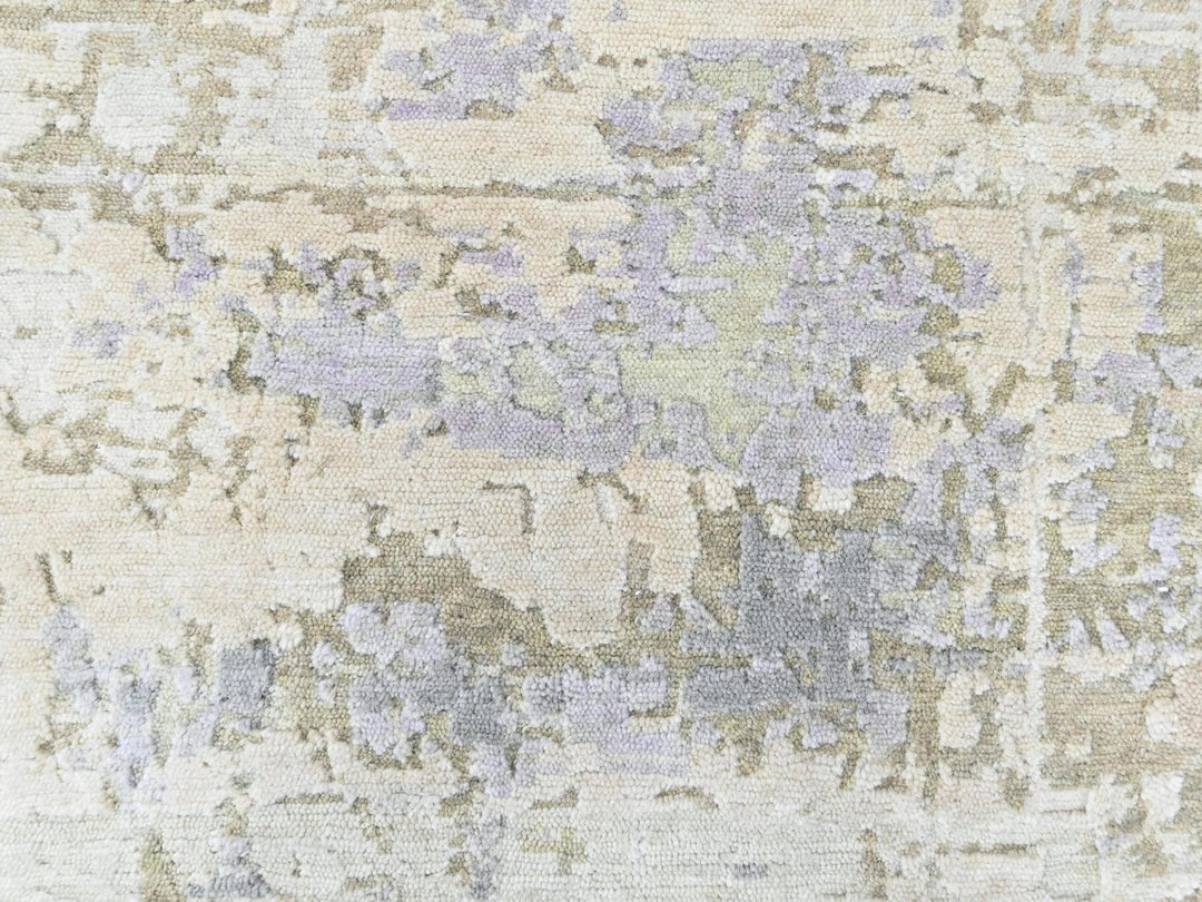 1'11" x 2'9" New Hand Knotted Purple Wool & Silk Rectangle Oriental Rug - MOA10210410