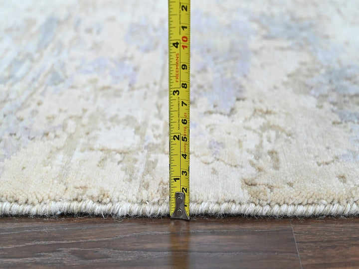 1'11" x 2'9" New Hand Knotted Purple Wool & Silk Rectangle Oriental Rug - MOA10210410