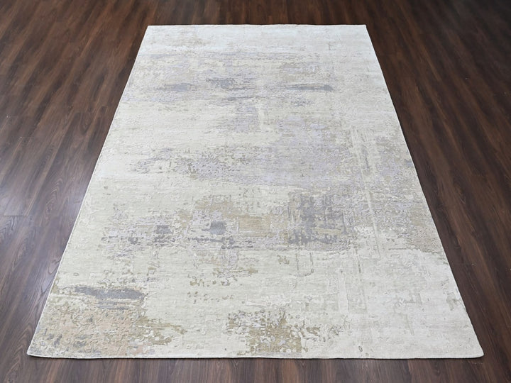 8'11" x 11'11" New Hand Knotted Purple Wool & Silk Rectangle Oriental Rug - MOA10210411