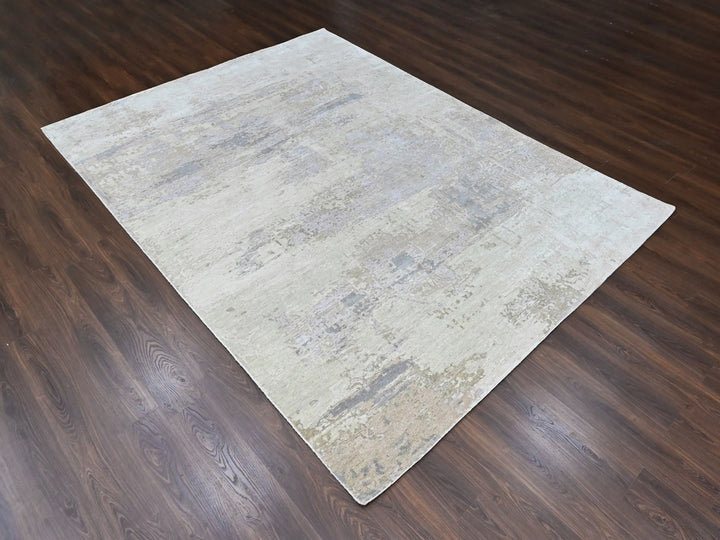 8'11" x 11'11" New Hand Knotted Purple Wool & Silk Rectangle Oriental Rug - MOA10210411