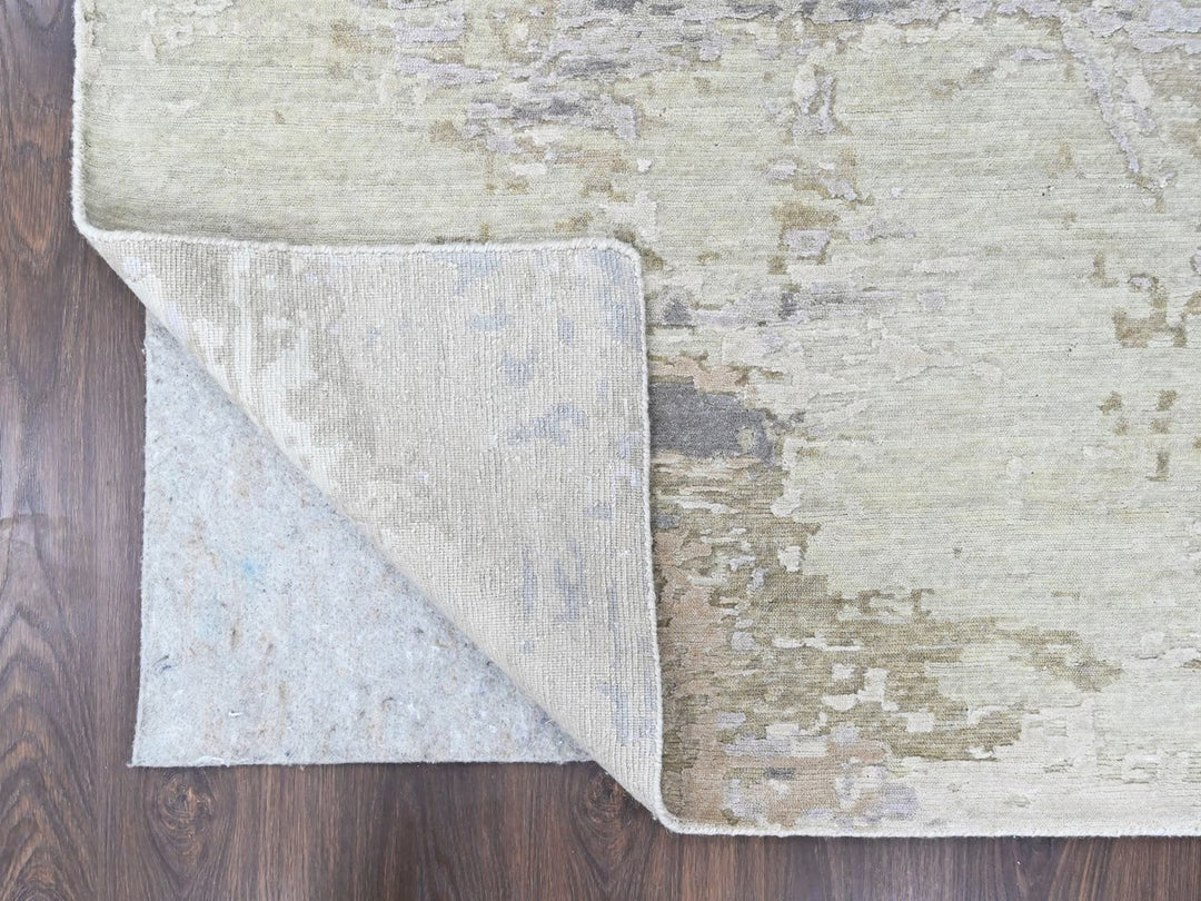 8'11" x 11'11" New Hand Knotted Purple Wool & Silk Rectangle Oriental Rug - MOA10210411