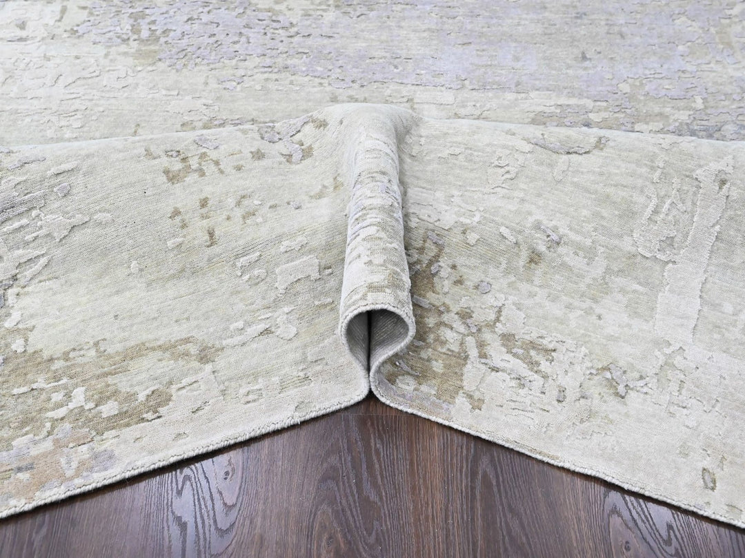 8'11" x 11'11" New Hand Knotted Purple Wool & Silk Rectangle Oriental Rug - MOA10210411