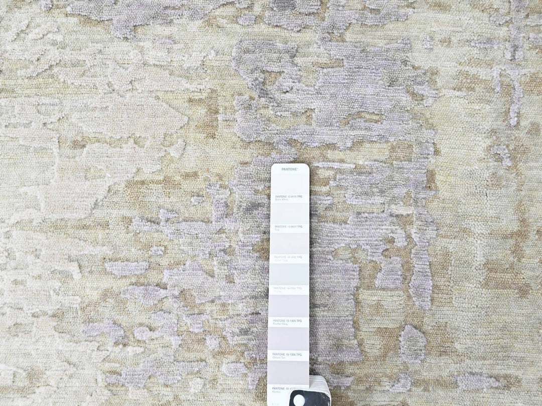 8'11" x 11'11" New Hand Knotted Purple Wool & Silk Rectangle Oriental Rug - MOA10210411