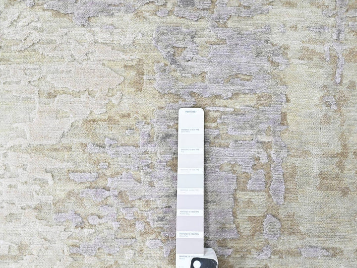 8'11" x 11'11" New Hand Knotted Purple Wool & Silk Rectangle Oriental Rug - MOA10210411