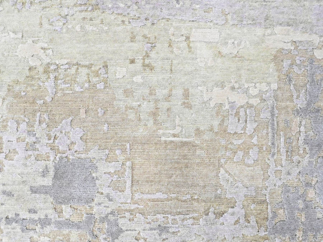 8'11" x 11'11" New Hand Knotted Purple Wool & Silk Rectangle Oriental Rug - MOA10210411