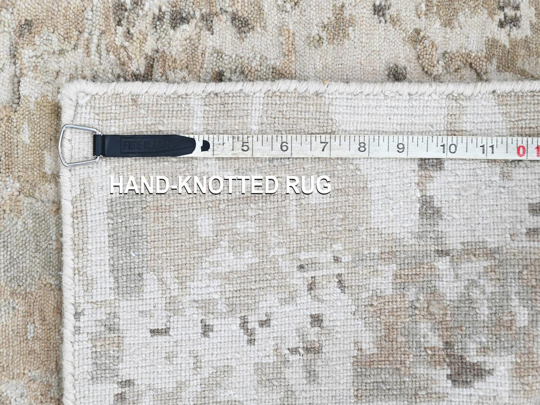 1'11" x 2'10" New Hand Knotted Green Wool & Silk Rectangle Oriental Rug - MOA10210412