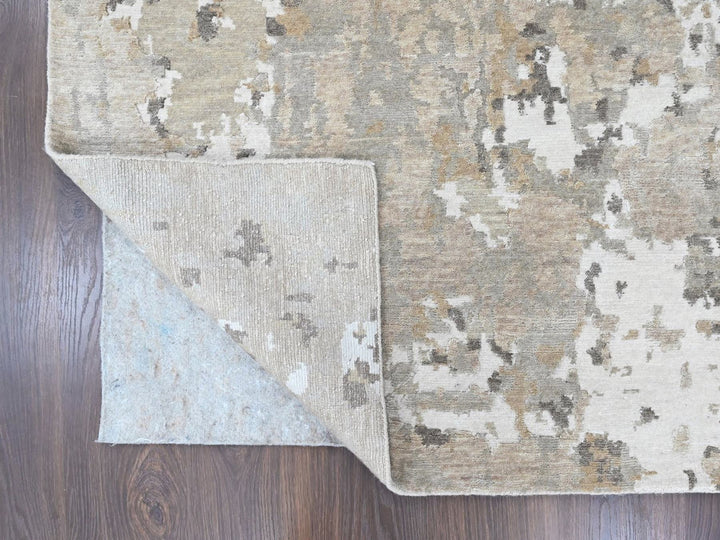 8'10" x 11'9" New Hand Knotted Green Wool & Silk Rectangle Oriental Rug - MOA10210413