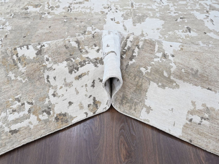 8'10" x 11'9" New Hand Knotted Green Wool & Silk Rectangle Oriental Rug - MOA10210413