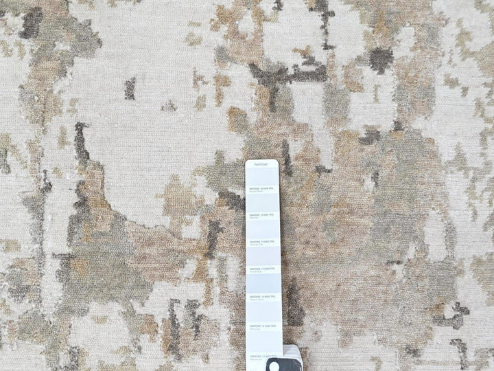 8'10" x 11'9" New Hand Knotted Green Wool & Silk Rectangle Oriental Rug - MOA10210413