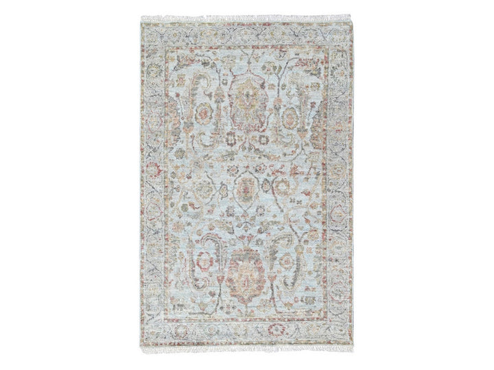 3'1" x 4'11" New Hand Knotted Grey Wool Rectangle Oriental Rug - MOA10210415