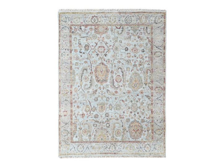 5'0" x 7'0" New Hand Knotted Grey Wool Rectangle Oriental Rug - MOA10210416