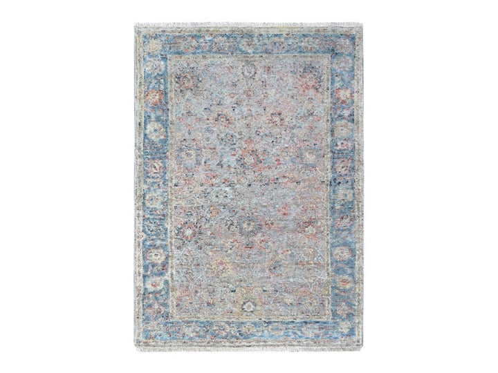 3'11" x 5'11" New Hand Knotted Pink Silk Rectangle Oriental Rug - MOA10210419