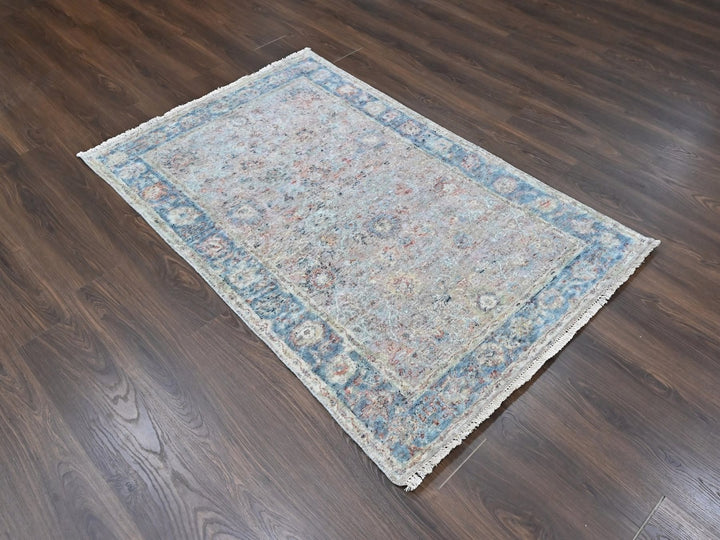 3'11" x 5'11" New Hand Knotted Pink Silk Rectangle Oriental Rug - MOA10210419