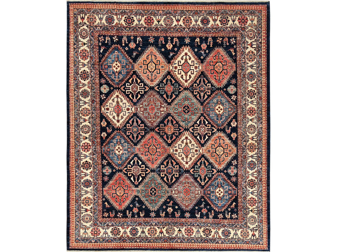 8'2" x 10'0" New Hand Knotted Blue Wool Rectangle Oriental Rug - MOA1021041
