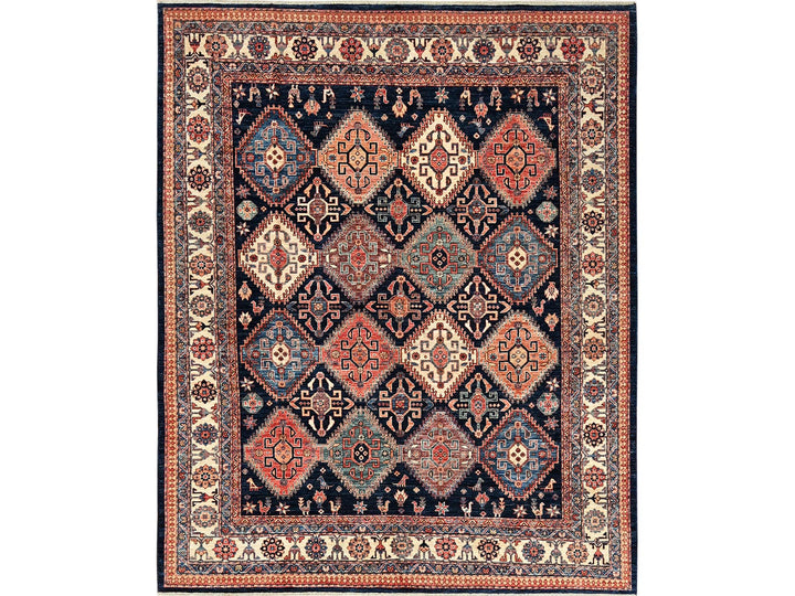 8'2" x 10'0" New Hand Knotted Blue Wool Rectangle Oriental Rug - MOA1021041