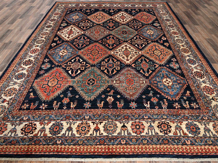 8'2" x 10'0" New Hand Knotted Blue Wool Rectangle Oriental Rug - MOA1021041