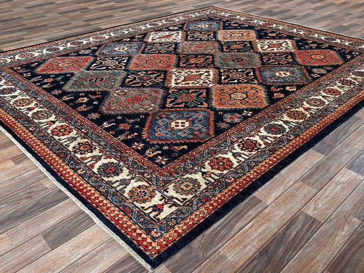 8'2" x 10'0" New Hand Knotted Blue Wool Rectangle Oriental Rug - MOA1021041