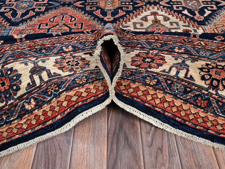 8'2" x 10'0" New Hand Knotted Blue Wool Rectangle Oriental Rug - MOA1021041