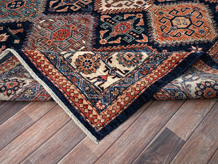 8'2" x 10'0" New Hand Knotted Blue Wool Rectangle Oriental Rug - MOA1021041